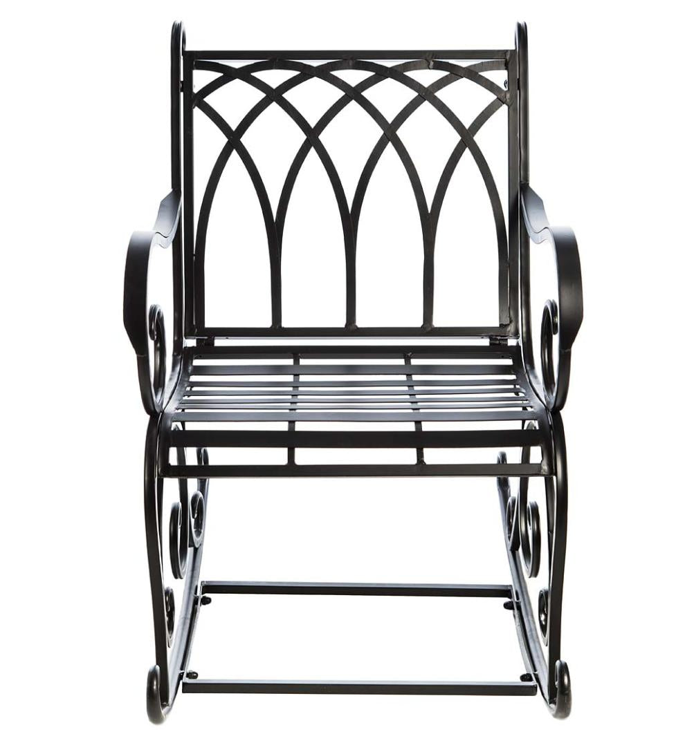 Plow &amp; Hearth Metal Furniture | Outdoor Living Black Metal Rocking Chair - Black