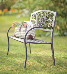 Plow &amp; Hearth Metal Furniture | Outdoor Living Blooming Garden Metal Bench