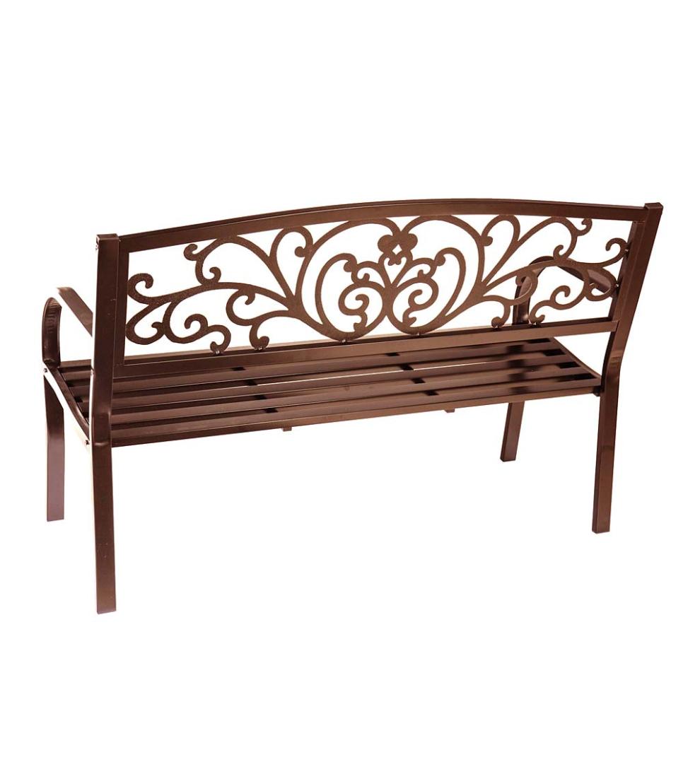 Plow &amp; Hearth Metal Furniture | Outdoor Living Blooming Garden Metal Bench