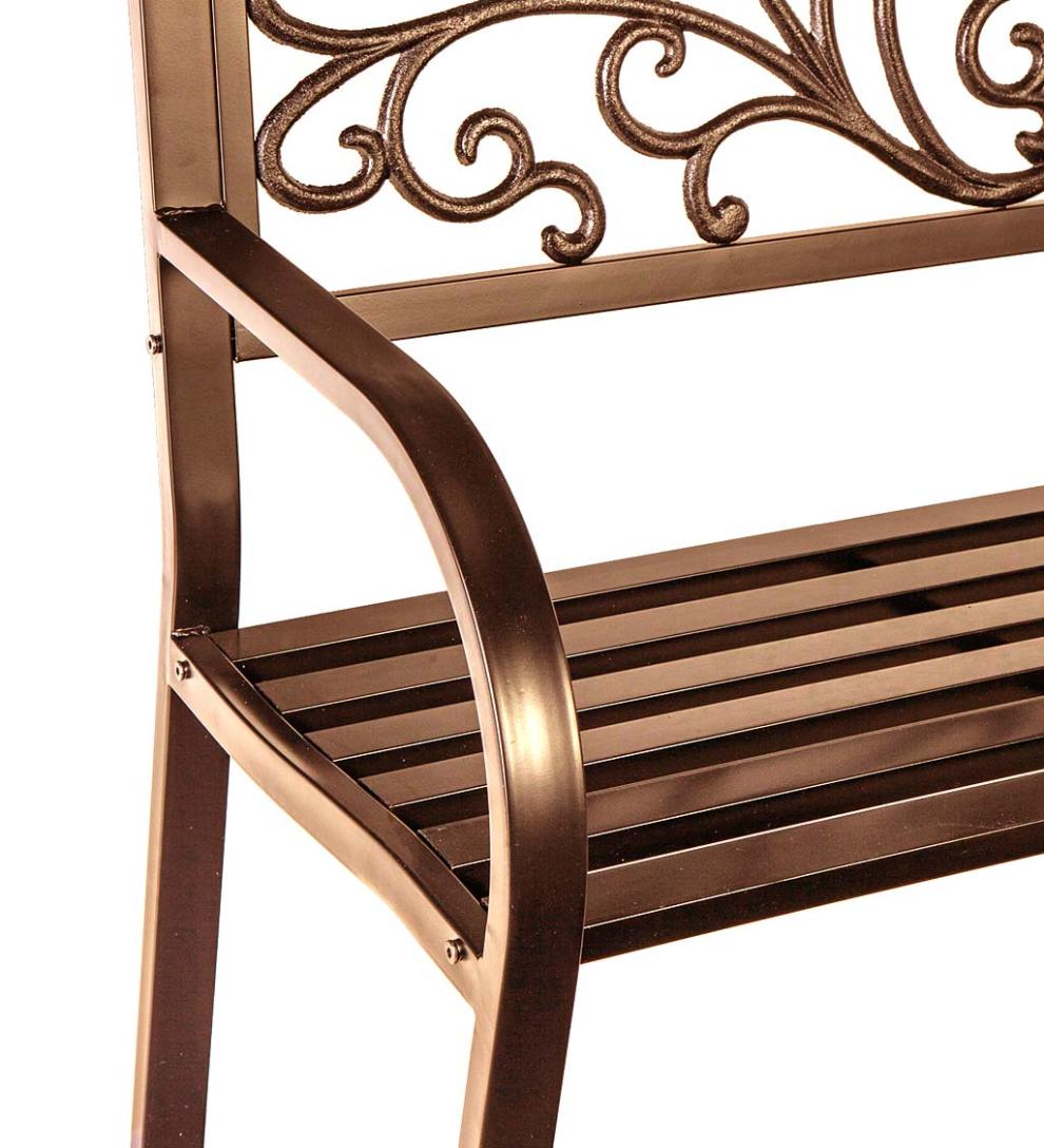 Plow &amp; Hearth Metal Furniture | Outdoor Living Blooming Garden Metal Bench