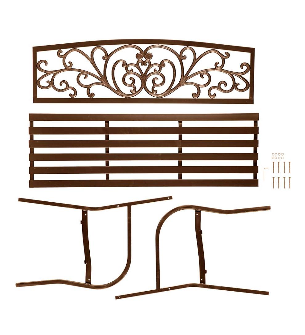 Plow &amp; Hearth Metal Furniture | Outdoor Living Blooming Garden Metal Bench