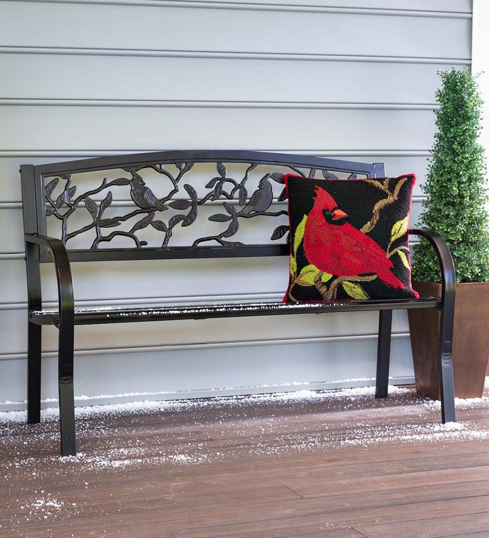 Plow &amp; Hearth Metal Furniture | Outdoor Living Cardinals Metal Garden Bench