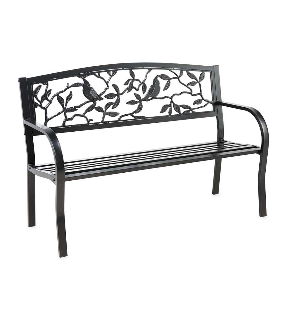 Plow &amp; Hearth Metal Furniture | Outdoor Living Cardinals Metal Garden Bench
