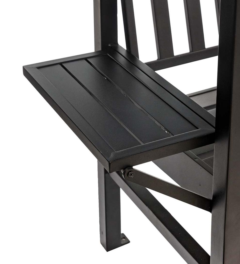 Plow &amp; Hearth Metal Furniture | Outdoor Living Cast Aluminum Arbor Bench Pergola With Side Tables - Black