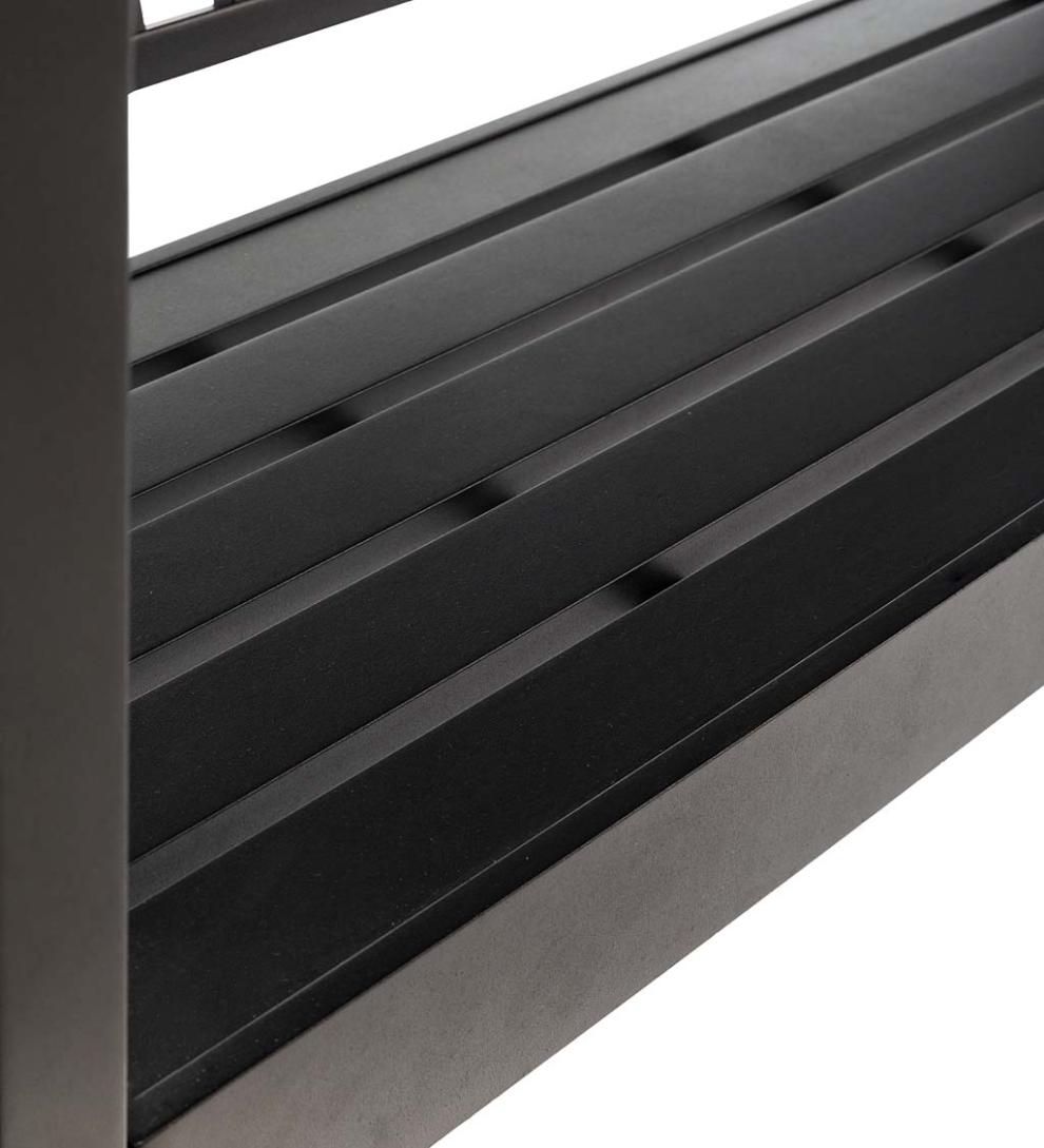 Plow &amp; Hearth Metal Furniture | Outdoor Living Cast Aluminum Arbor Bench Pergola With Side Tables - Black