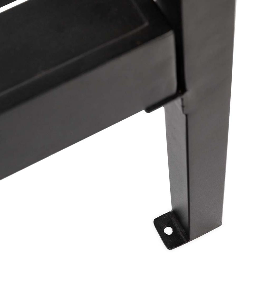 Plow &amp; Hearth Metal Furniture | Outdoor Living Cast Aluminum Arbor Bench Pergola With Side Tables - Black