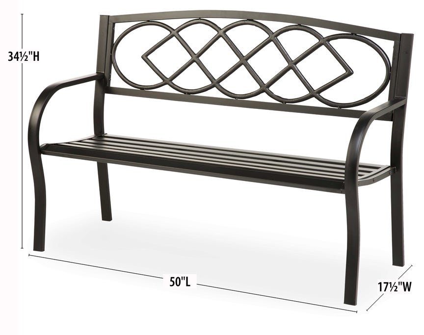 Plow &amp; Hearth Metal Furniture | Outdoor Living Celtic Knot Garden Bench