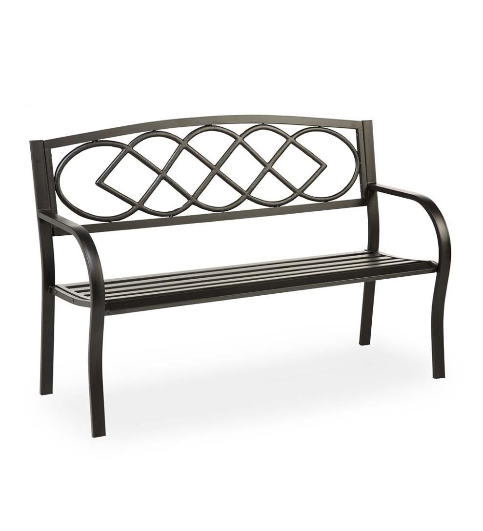 Plow &amp; Hearth Metal Furniture | Outdoor Living Celtic Knot Garden Bench