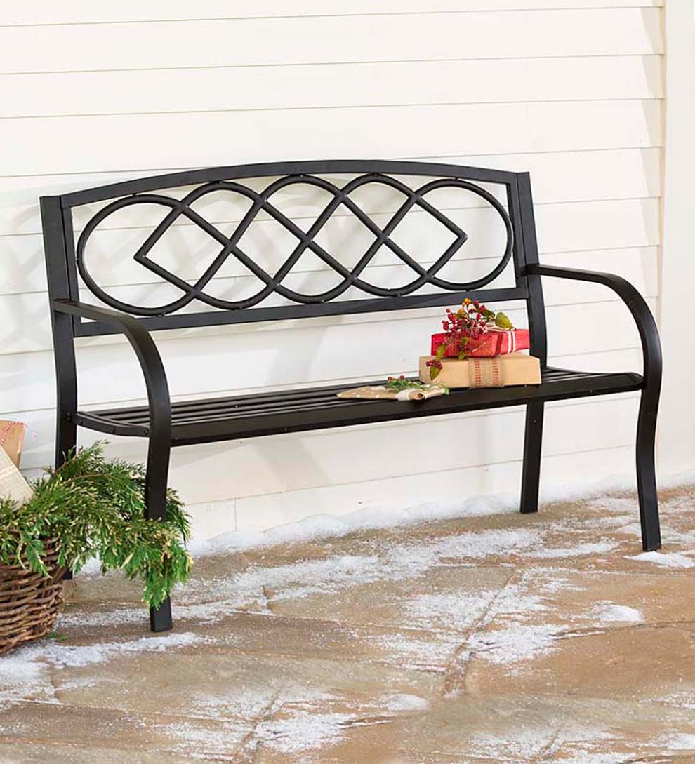 Plow &amp; Hearth Metal Furniture | Outdoor Living Celtic Knot Garden Bench