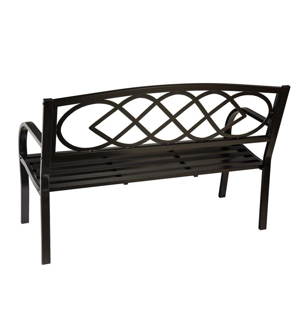 Plow &amp; Hearth Metal Furniture | Outdoor Living Celtic Knot Garden Bench