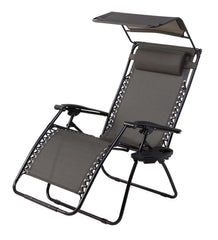 Plow &amp; Hearth Metal Furniture | Outdoor Living Deluxe Zero Gravity Chair With Awning, Table And Drink Holder - Check