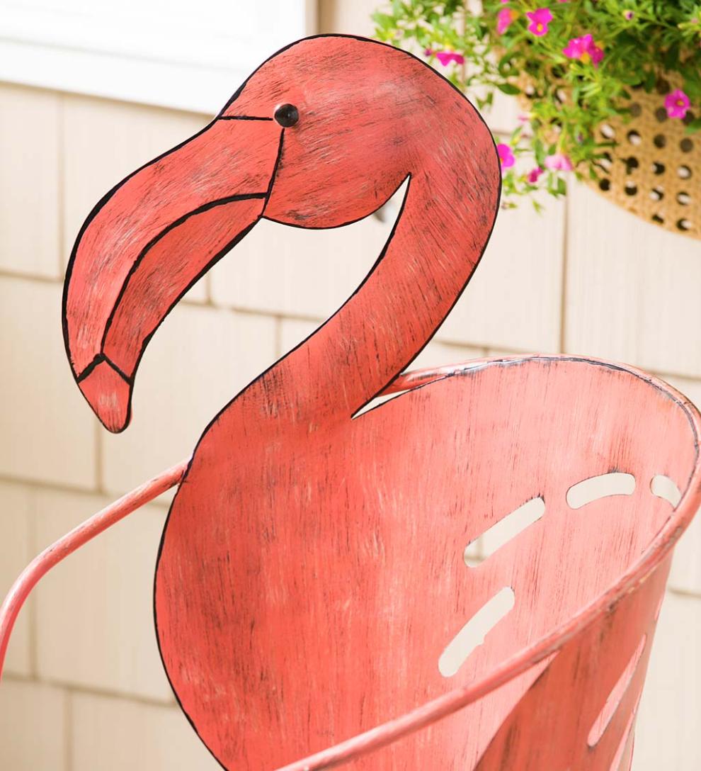 Plow &amp; Hearth Metal Furniture | Outdoor Living Flamingo Chair And Side Table Set