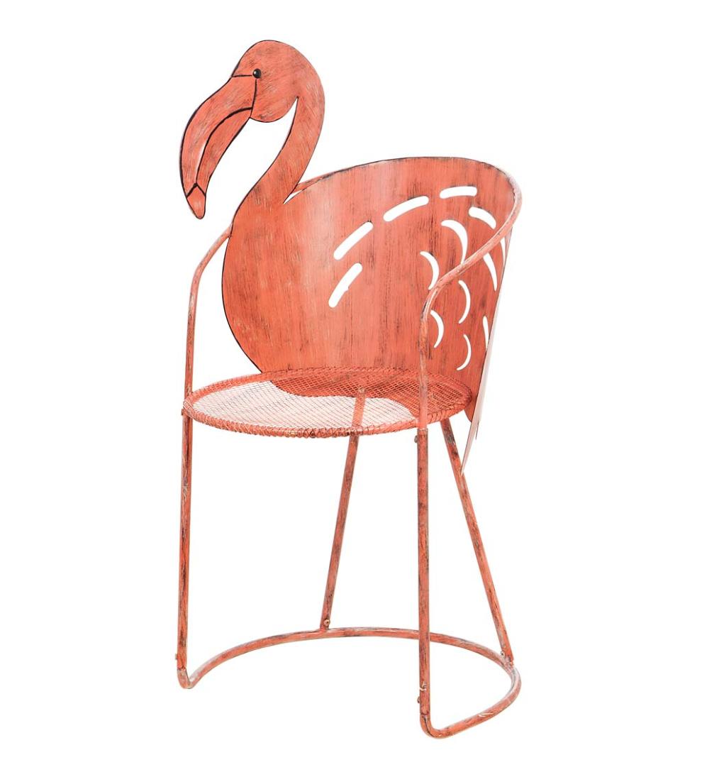Plow &amp; Hearth Metal Furniture | Outdoor Living Flamingo Chair And Side Table Set