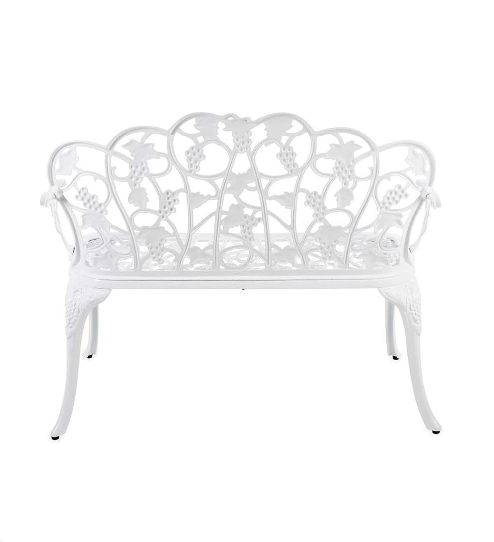 Plow &amp; Hearth Metal Furniture | Outdoor Living Grapevine Garden Bench In Powder-Coated Aluminum - Black