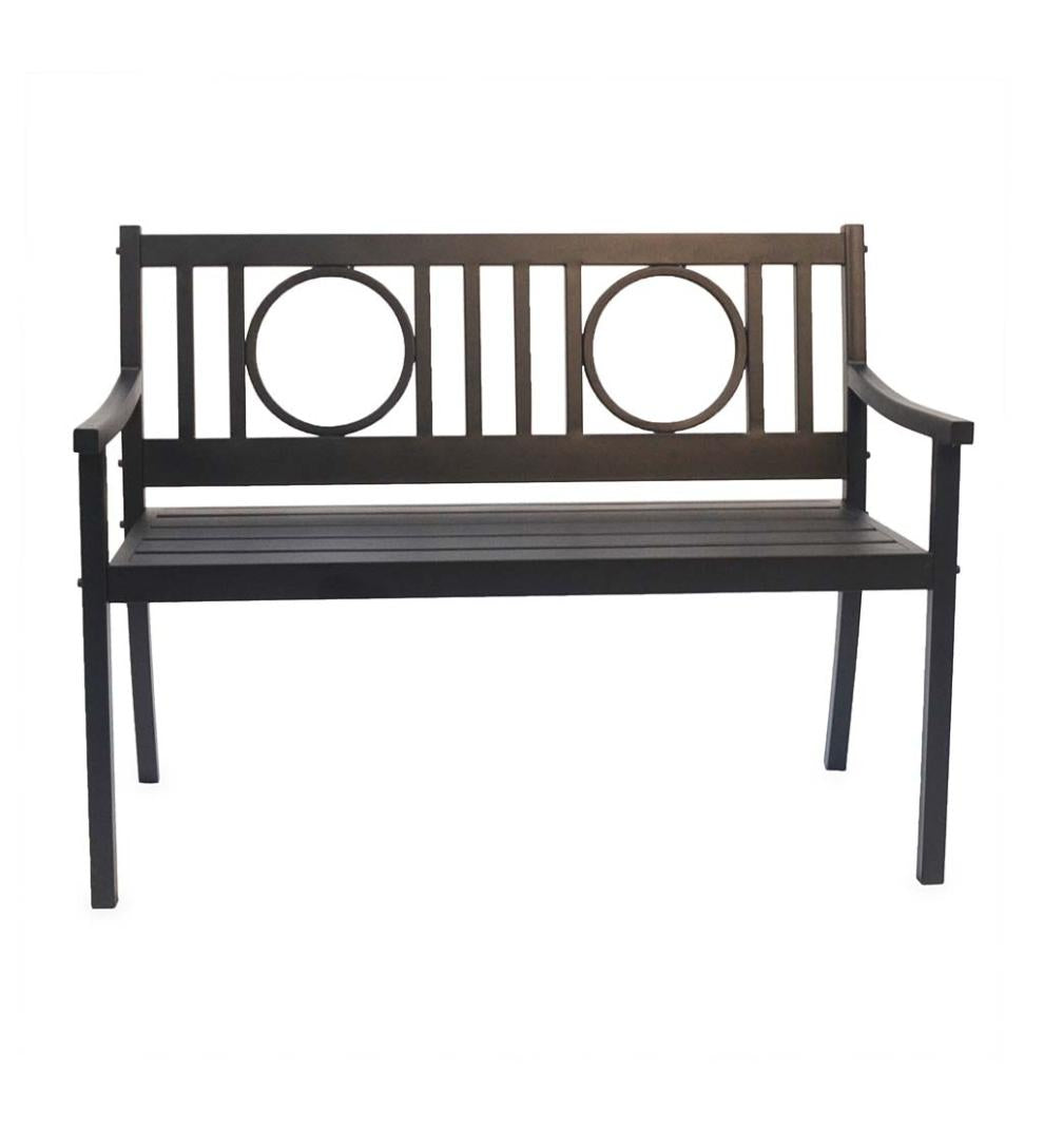 Plow &amp; Hearth Metal Furniture | Outdoor Living Grayson Steel Garden Bench - Black