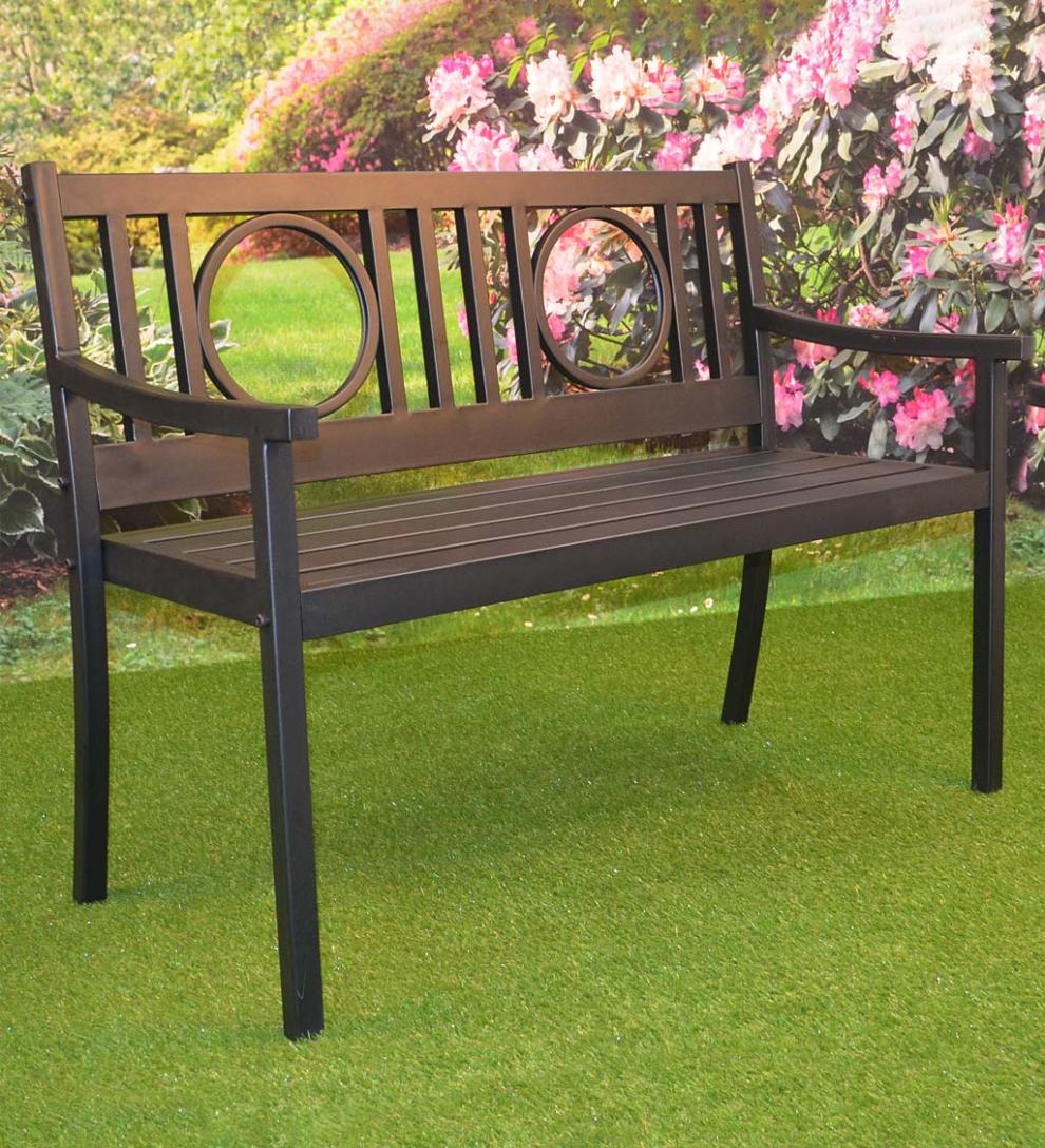 Plow &amp; Hearth Metal Furniture | Outdoor Living Grayson Steel Garden Bench - Black