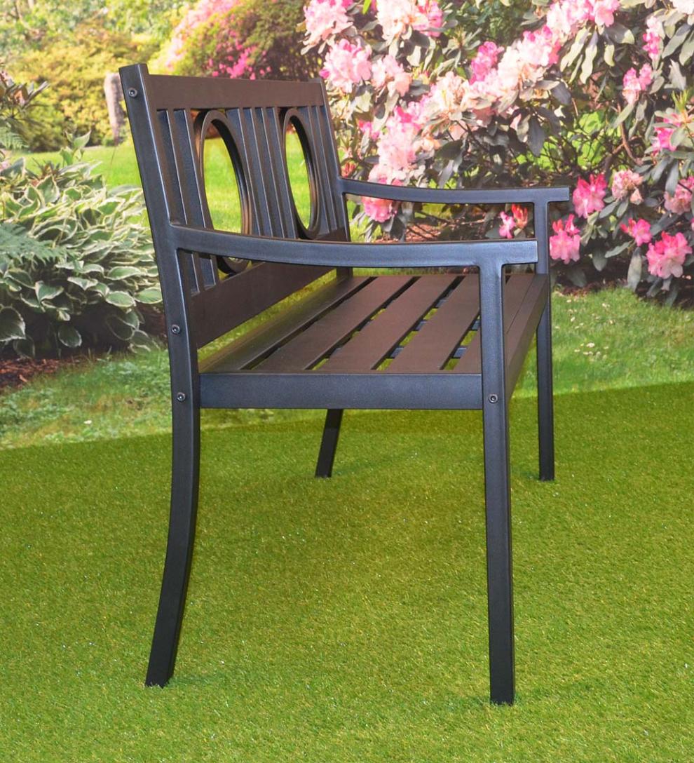 Plow &amp; Hearth Metal Furniture | Outdoor Living Grayson Steel Garden Bench - Black