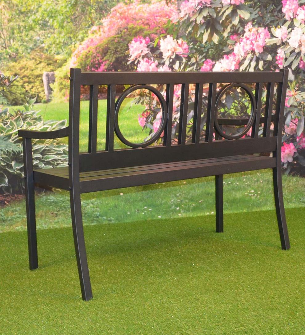 Plow &amp; Hearth Metal Furniture | Outdoor Living Grayson Steel Garden Bench - Black