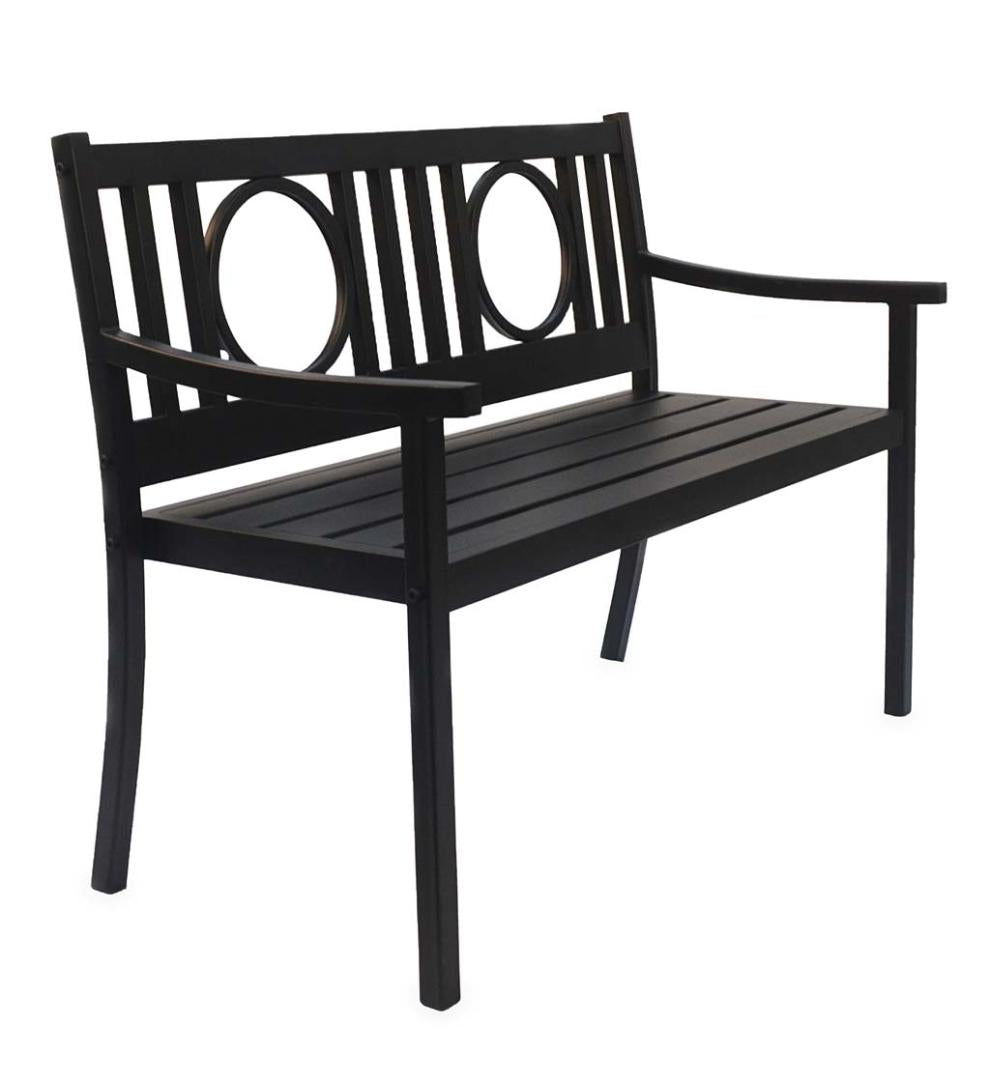 Plow &amp; Hearth Metal Furniture | Outdoor Living Grayson Steel Garden Bench - Black
