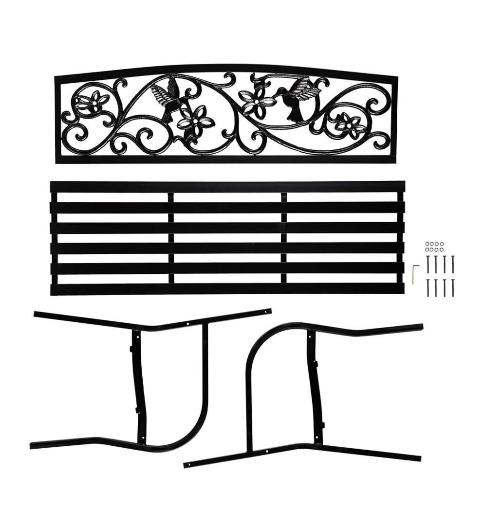 Plow &amp; Hearth Metal Furniture | Outdoor Living Hummingbird Metal Garden Bench - Black