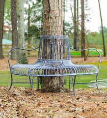 Plow &amp; Hearth Metal Furniture | Outdoor Living Metal Curved Wrap-Around Tree Bench