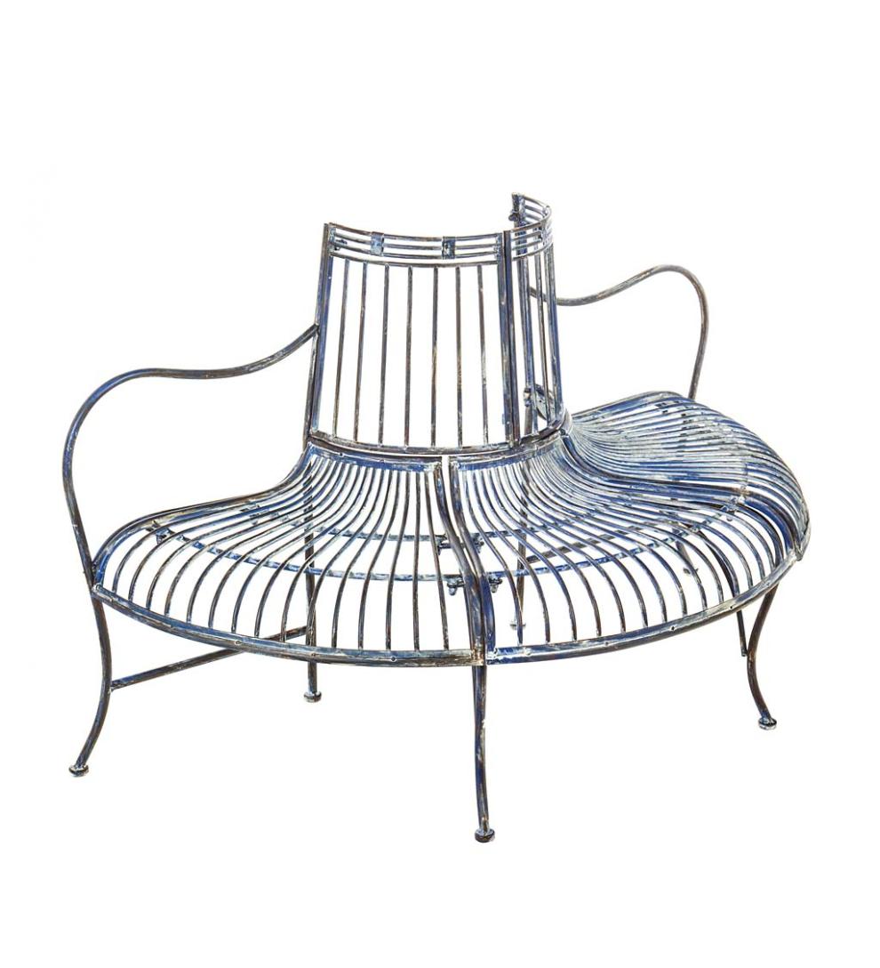 Plow &amp; Hearth Metal Furniture | Outdoor Living Metal Curved Wrap-Around Tree Bench