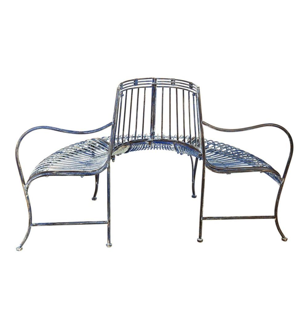 Plow &amp; Hearth Metal Furniture | Outdoor Living Metal Curved Wrap-Around Tree Bench