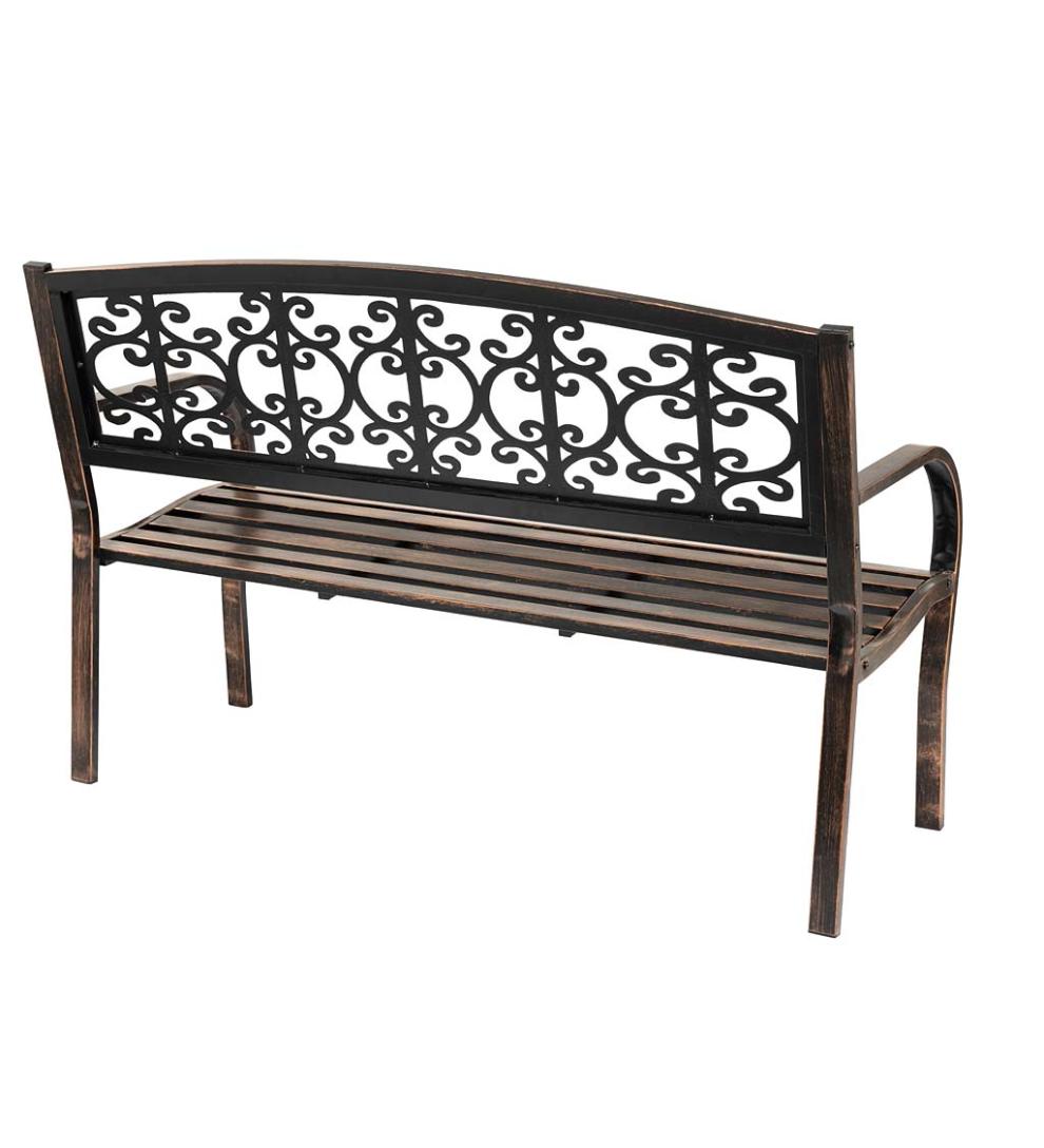 Plow &amp; Hearth Metal Furniture | Outdoor Living Montebello Metal Garden Bench