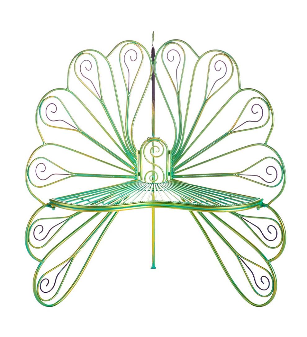 Plow &amp; Hearth Metal Furniture | Outdoor Living Multicolor Metal Peacock Garden Chair