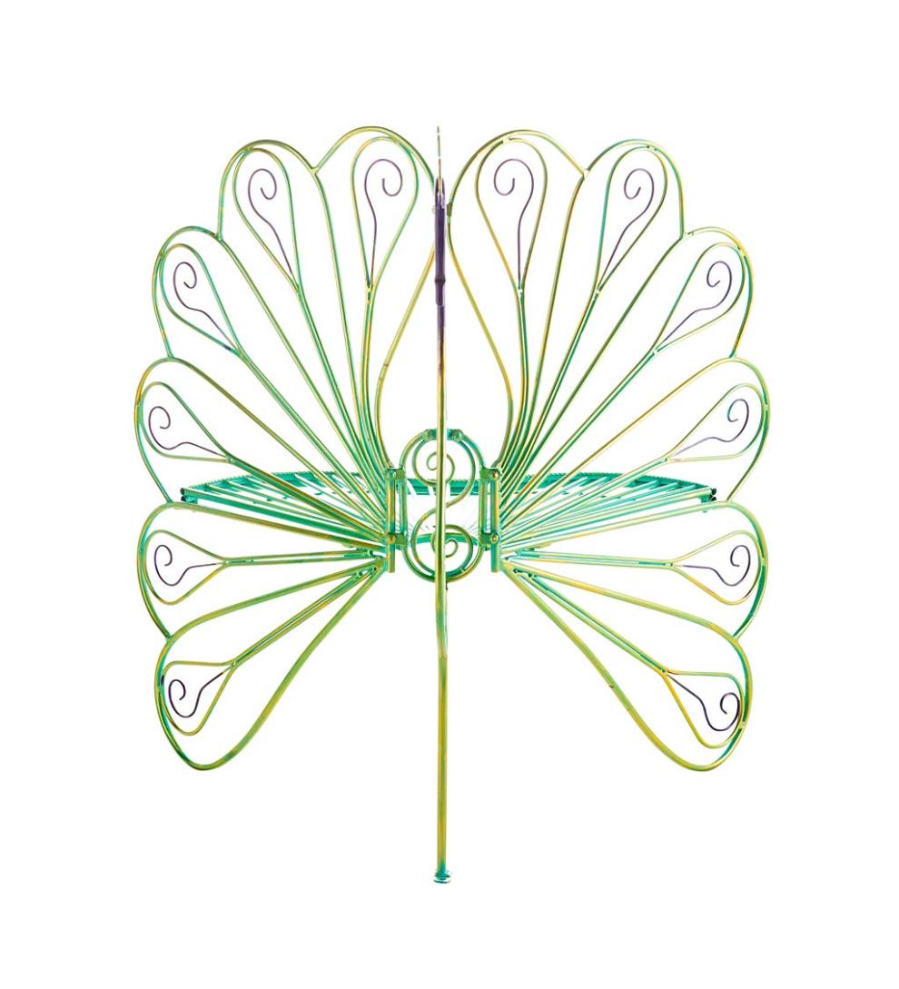 Plow &amp; Hearth Metal Furniture | Outdoor Living Multicolor Metal Peacock Garden Chair