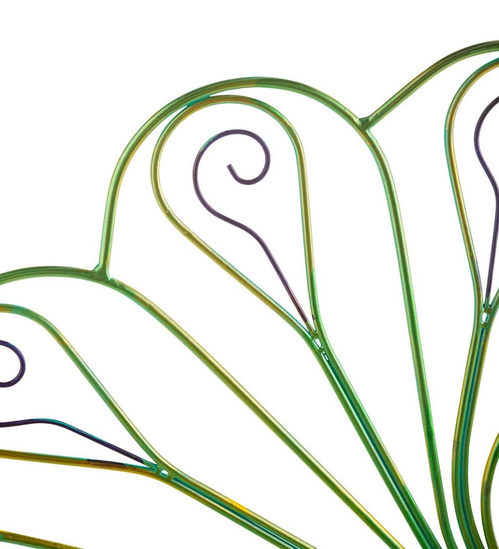 Plow &amp; Hearth Metal Furniture | Outdoor Living Multicolor Metal Peacock Garden Chair