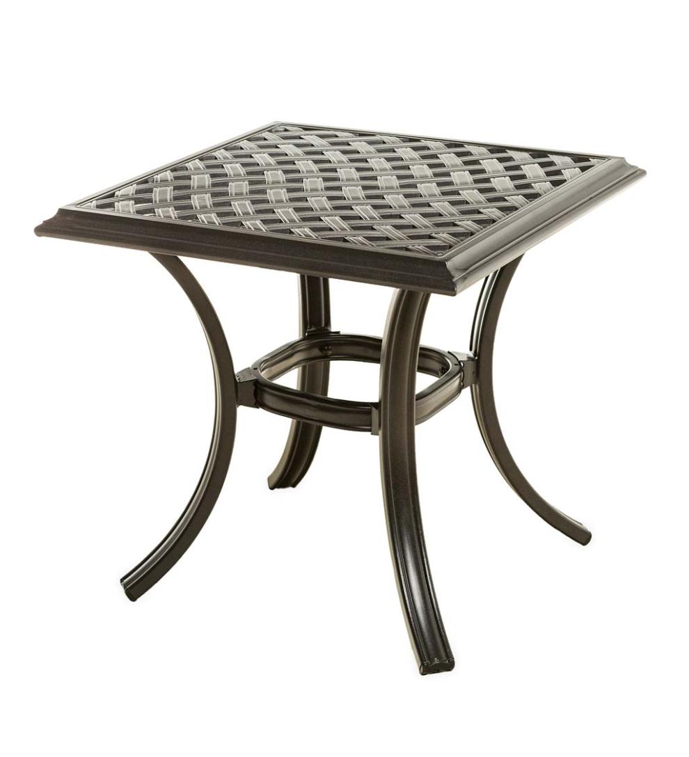 Plow &amp; Hearth Metal Furniture | Outdoor Living Park Grove Cast Aluminum Outdoor 3-Piece Seating Set With Cushions