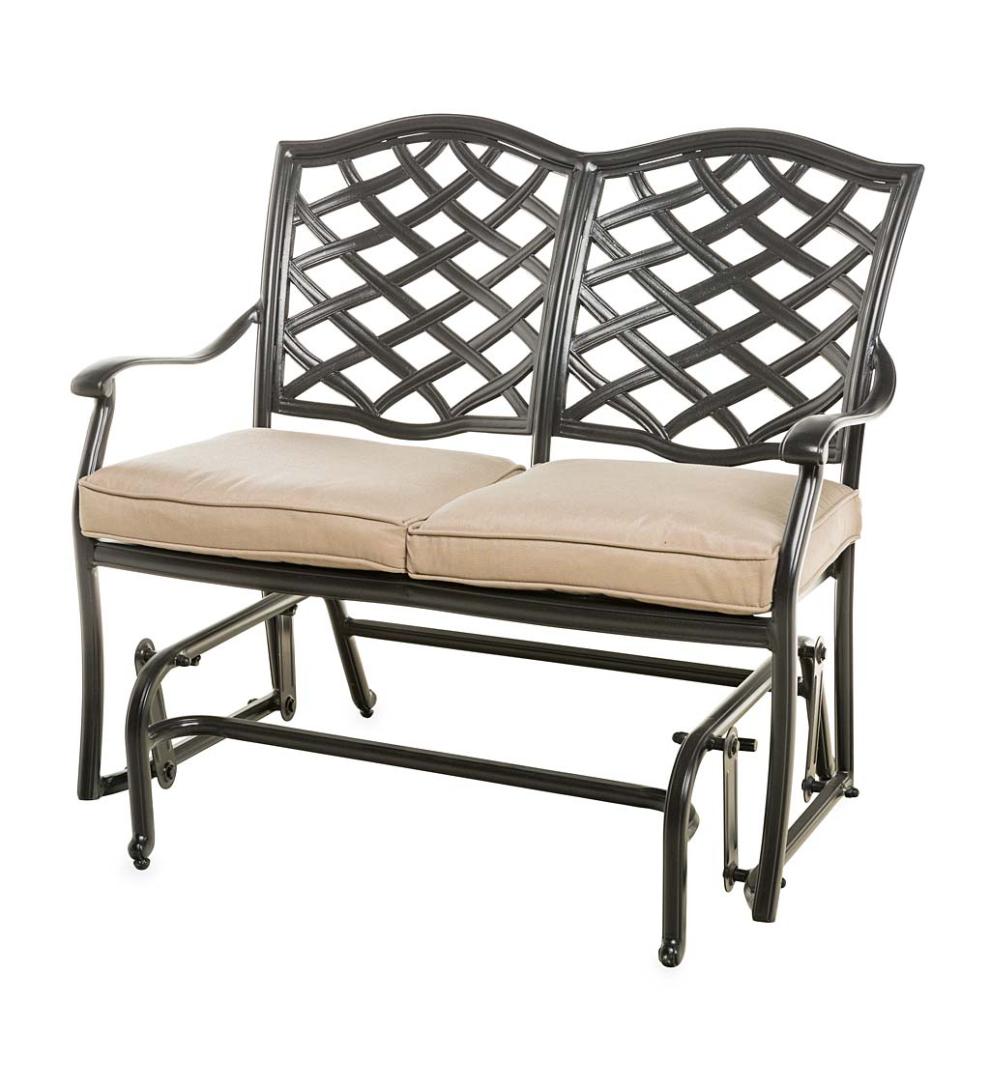 Plow &amp; Hearth Metal Furniture | Outdoor Living Park Grove Cast Aluminum Outdoor 4-Piece Seating Set With Cushions
