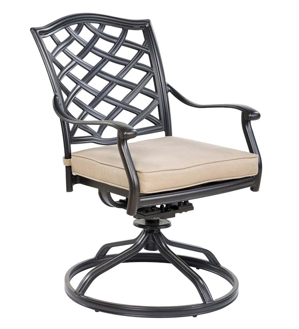 Plow &amp; Hearth Metal Furniture | Outdoor Living Park Grove Cast Aluminum Outdoor 7-Piece Dining Set With Cushions