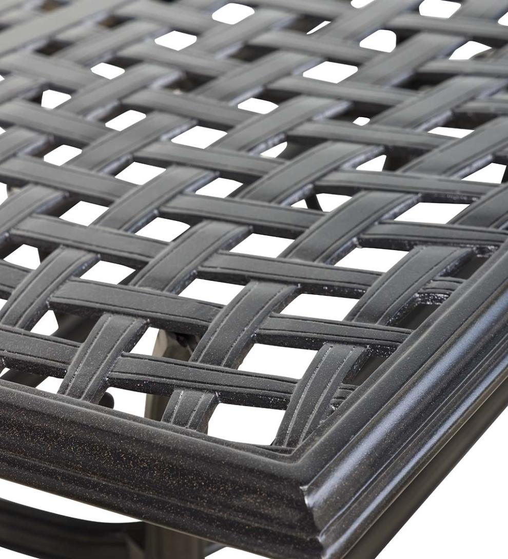 Plow &amp; Hearth Metal Furniture | Outdoor Living Park Grove Cast Aluminum Outdoor 7-Piece Dining Set With Cushions