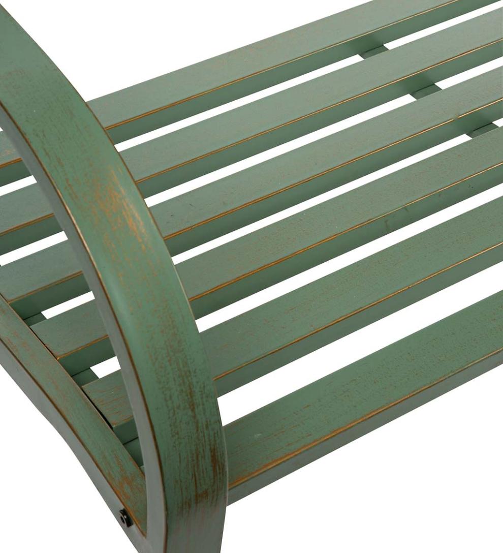 Plow &amp; Hearth Metal Furniture | Outdoor Living Pineapple Metal Garden Bench - Verdigris