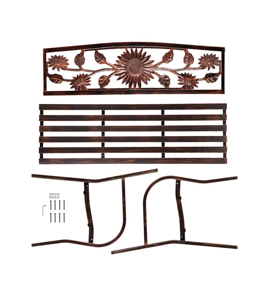 Plow &amp; Hearth Metal Furniture | Outdoor Living Sunflower Metal Garden Bench