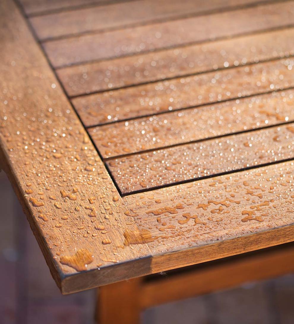 Plow &amp; Hearth Outdoor Dining | Outdoor Living Lancaster Outdoor Furniture Collection, Eucalyptus Wood Extension Table And 6 Chairs