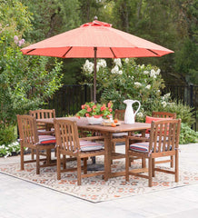 Plow &amp; Hearth Outdoor Dining | Outdoor Living Lancaster Outdoor Furniture Collection, Eucalyptus Wood Extension Table And 6 Chairs