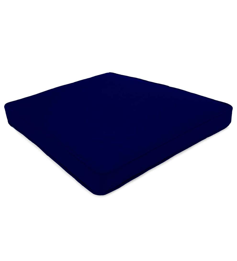 Plow &amp; Hearth Outdoor Furniture Cushions | Outdoor Living Deluxe Polyester Chair/Rocker Seat Cushion, Prospect Hill - Midnight Navy