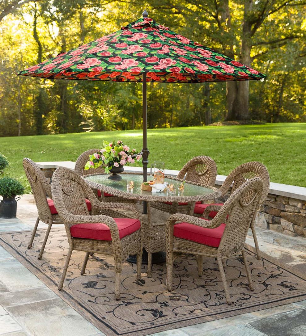 Plow &amp; Hearth Outdoor Furniture Cushions | Outdoor Living Deluxe Polyester Chair/Rocker Seat Cushion, Prospect Hill - Midnight Navy