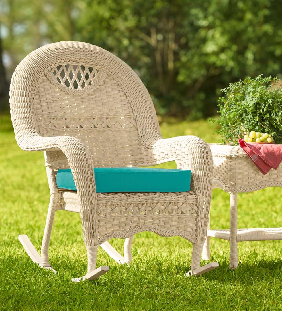 Plow &amp; Hearth Outdoor Furniture Cushions | Outdoor Living Deluxe Polyester Chair/Rocker Seat Cushion, Prospect Hill - Midnight Navy