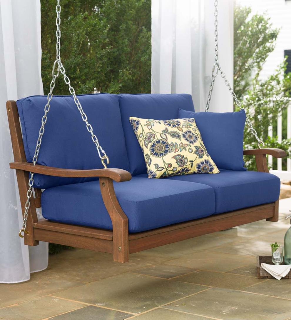 Plow &amp; Hearth Outdoor Furniture Cushions | Outdoor Living Seat And Back Replacement Cushions For Claremont, Prospect Hill And Urbanna Furniture Collections, Set Of 2 - Midnight Navy