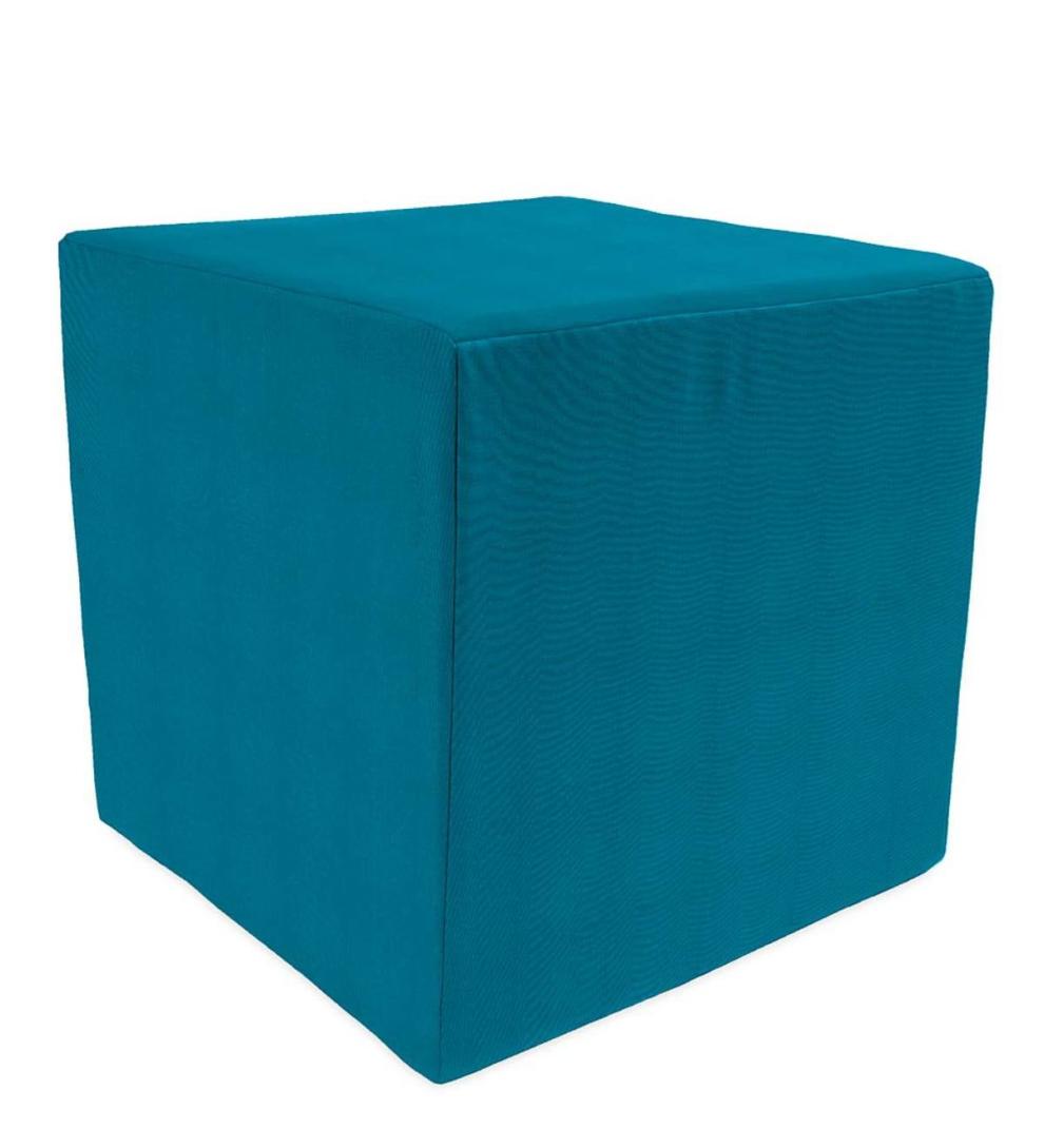 Plow &amp; Hearth Outdoor Furniture Cushions | Outdoor Living Sunbrella Outdoor Cube Ottoman - Forest Green