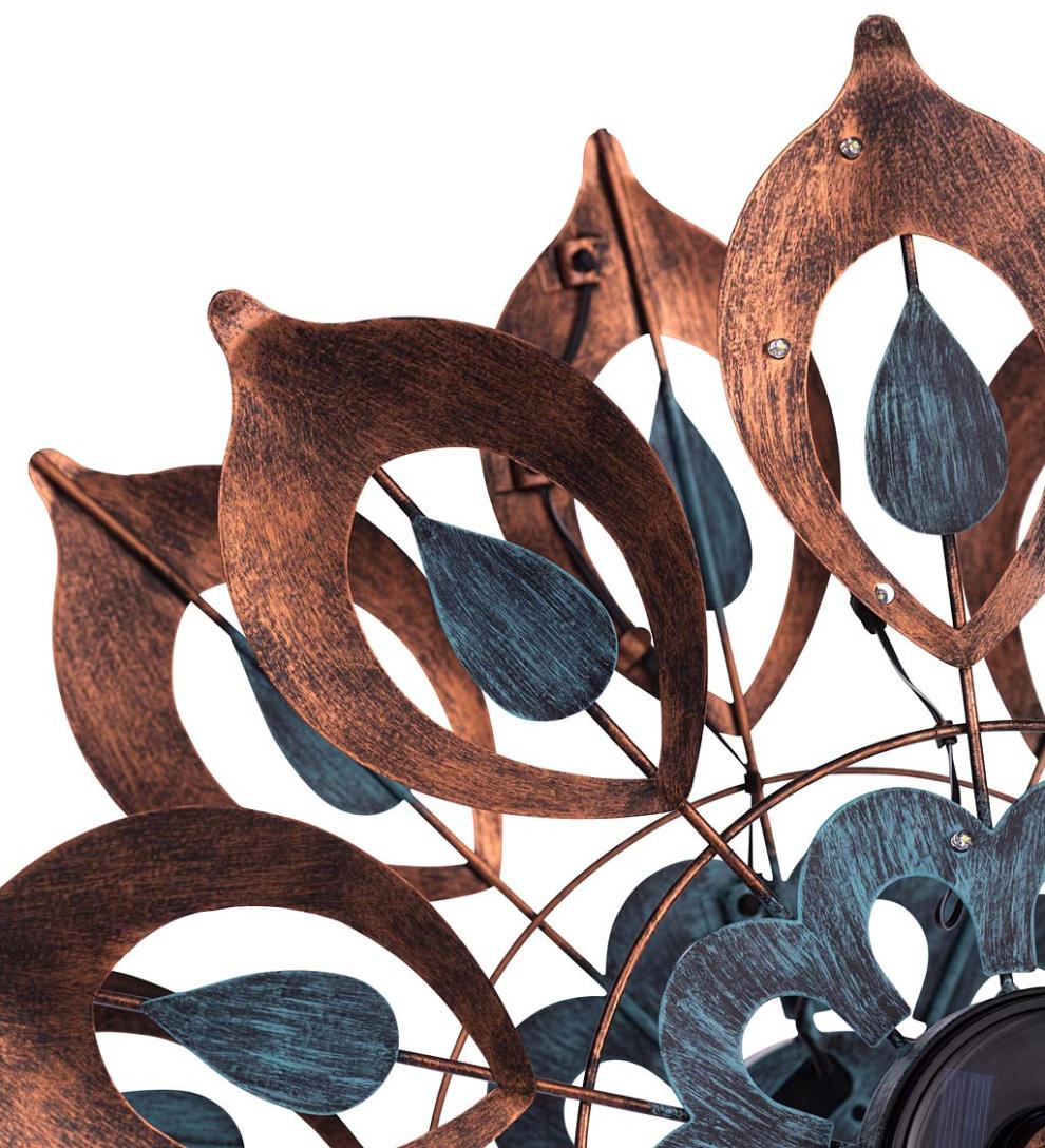 Plow &amp; Hearth Outdoor Lamps &amp; Lighting | Outdoor Living Antique Blue And Copper Lily Flower Solar Wind Spinner