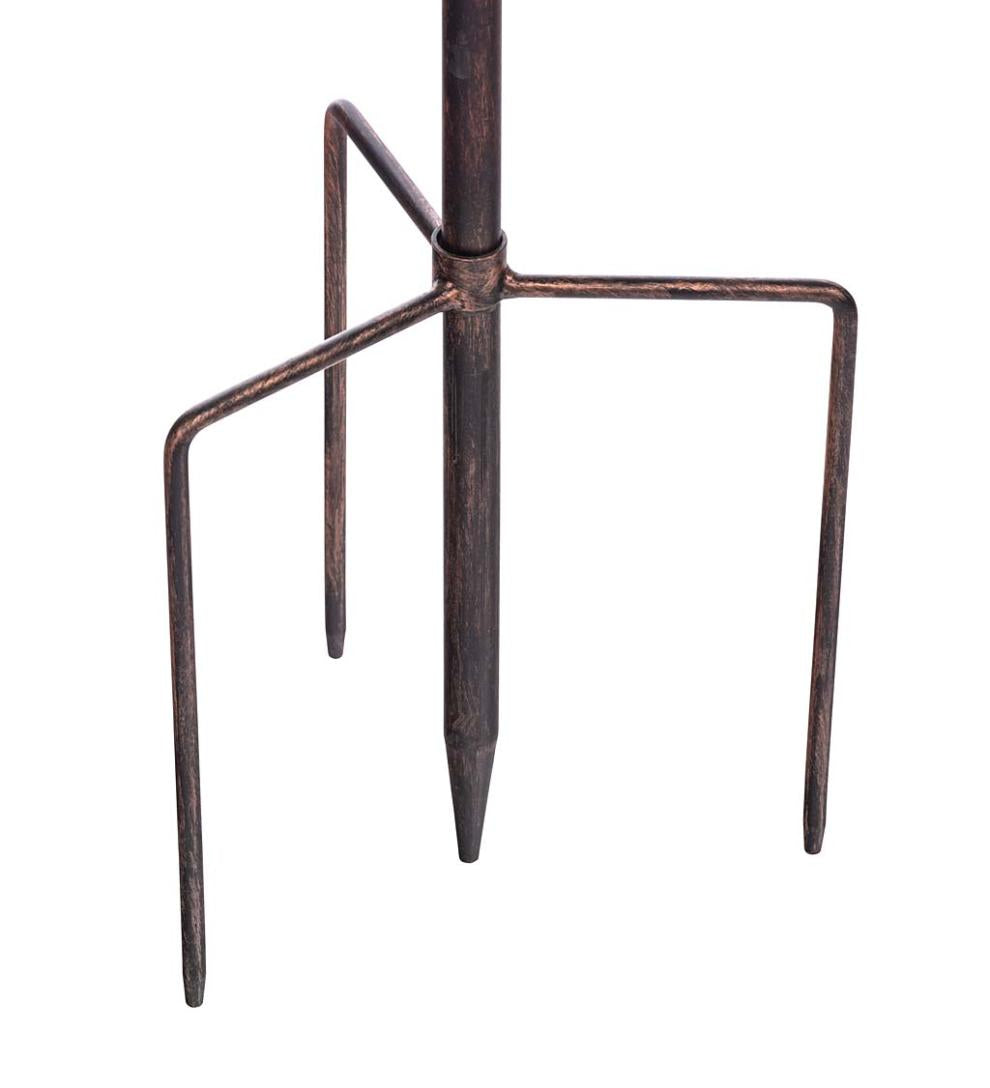 Plow &amp; Hearth Outdoor Lamps &amp; Lighting | Outdoor Living Antique Blue And Copper Lily Flower Solar Wind Spinner