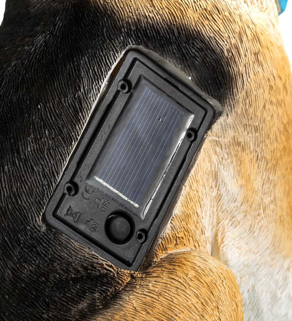 Plow &amp; Hearth Outdoor Lamps &amp; Lighting | Outdoor Living Beagle Puppy With Solar Butterfly Garden Statue