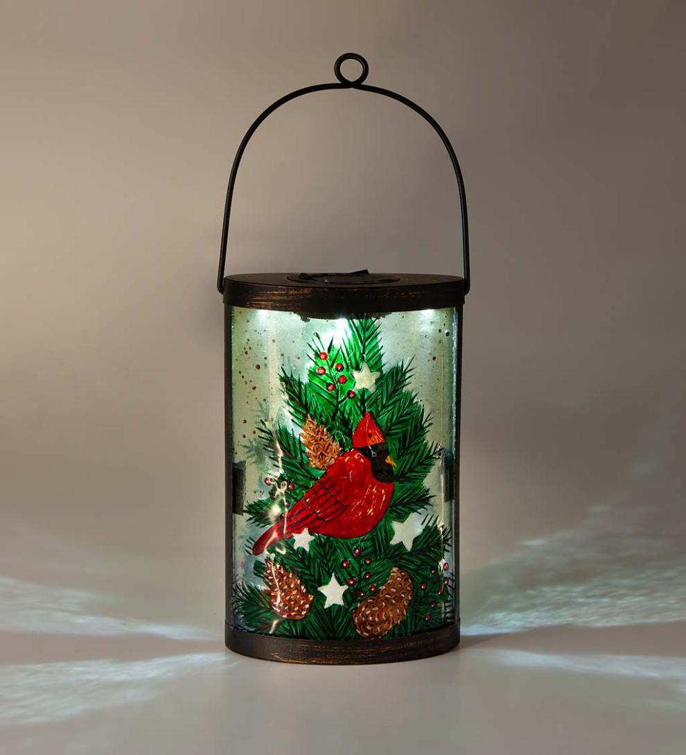Plow &amp; Hearth Outdoor Lamps &amp; Lighting | Outdoor Living Cardinal And Spruce Solar Glass Lantern