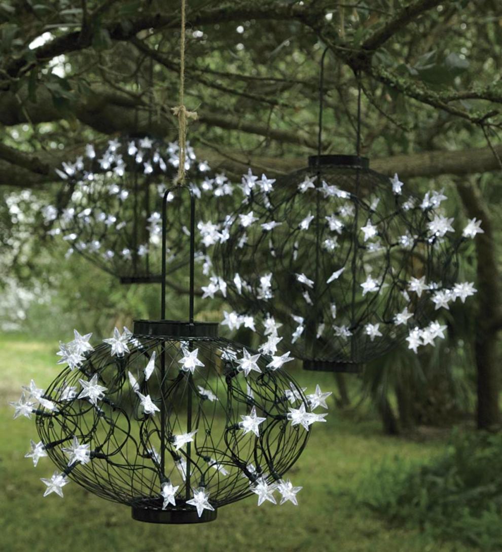 Plow &amp; Hearth Outdoor Lamps &amp; Lighting | Outdoor Living Green Solar Star Lanterns