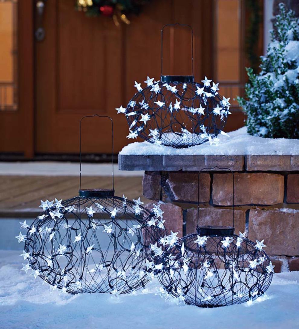 Plow &amp; Hearth Outdoor Lamps &amp; Lighting | Outdoor Living Green Solar Star Lanterns